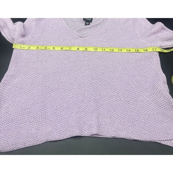 Women’s Eileen Fisher LAVENDER Cropped 100% Linen Long Sleeve Sweater Sz Small - Picture 8 of 10